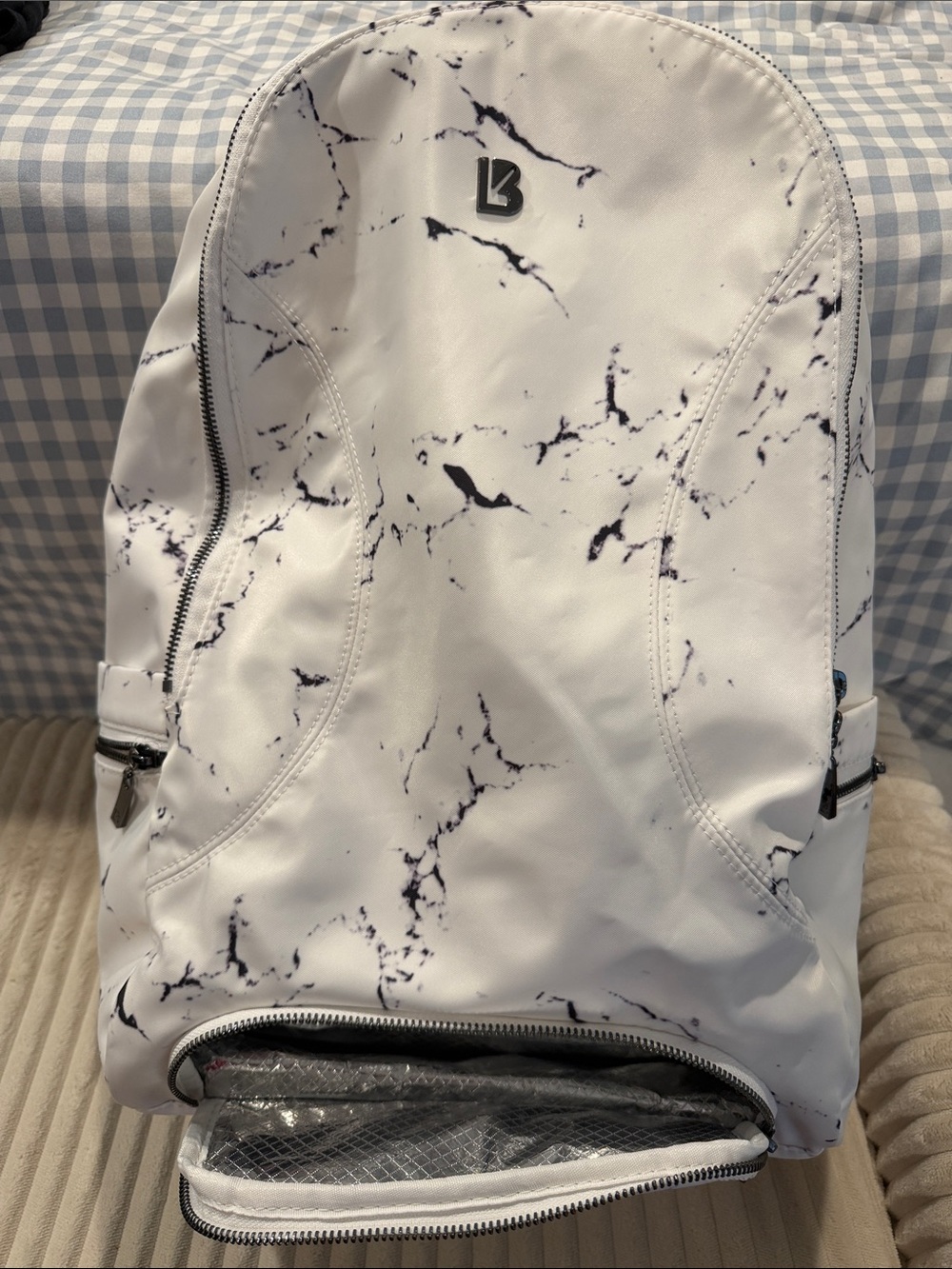 White Marble-Print Men's Backpack